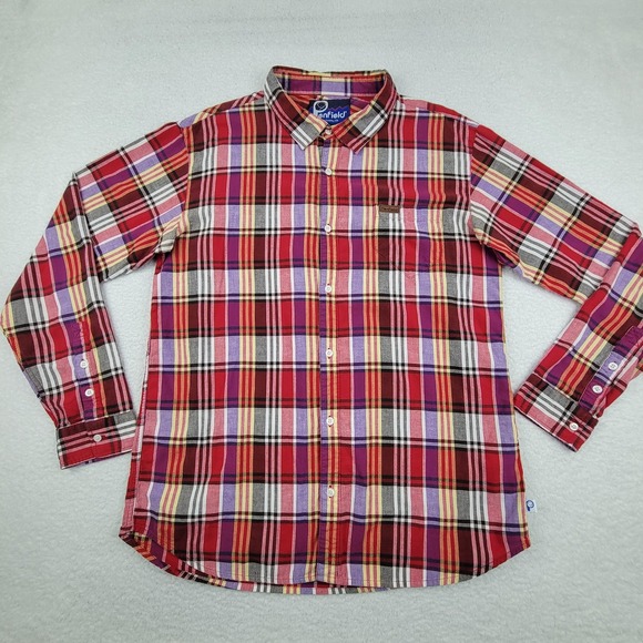 Penfield Shirt Mens XL Red Purple Yellow Plaid Button Down Casual Cotton - Picture 1 of 8